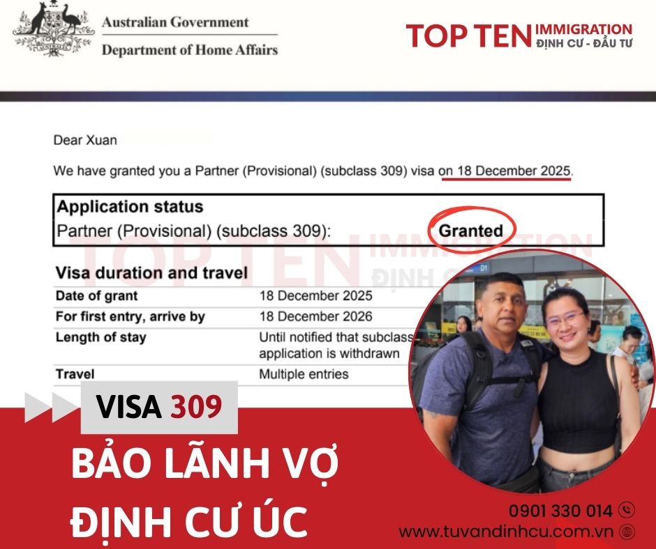 Khách hàng thành công nhận visa 309 Úc (Subclass 309)