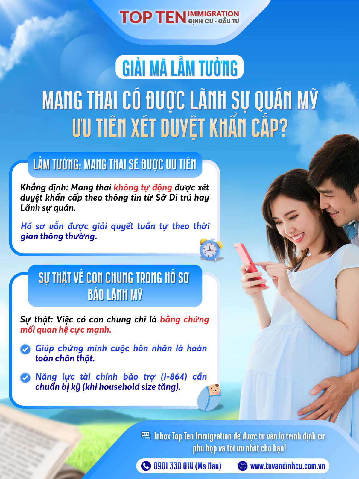 Mang thai có được ưu tiên xét duyệt bảo lãnh vợ chồng đi Mỹ hay không