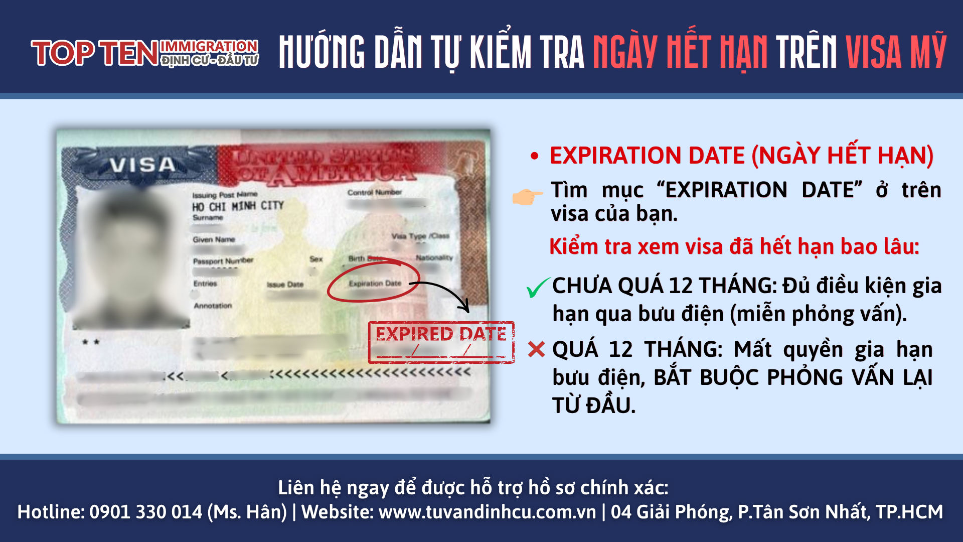 Hướng dẫn xem ngày hết hạn để gia hạn visa Mỹ qua bưu điện
